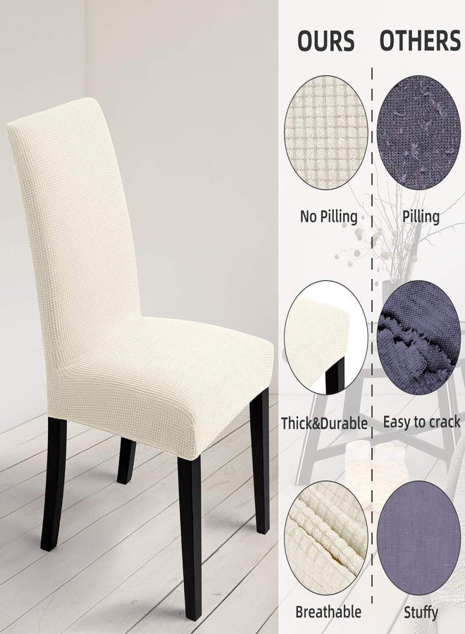 Artrello Chair Covers for Dining Room - Stretch Chair Slipcovers for Decorative Seat Protector Armless Removable Washable Elastic Dinner Universal Spandex Solid Chair Slip Covers Set (Cream,4) - Image 5